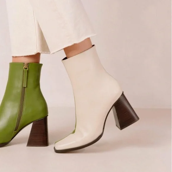 ALOHAS South bicolor green/white heeled boots - Picture 3 of 11